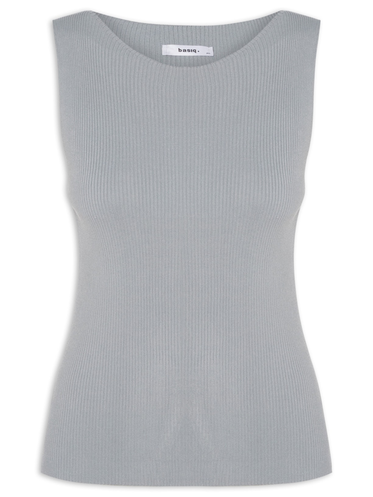 Regata Feminina Tricot Básica Cinza Basiq