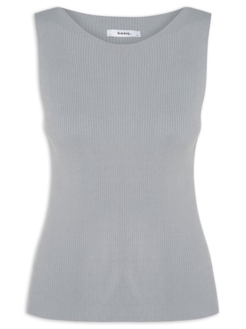 Regata Feminina Tricot Básica - Cinza