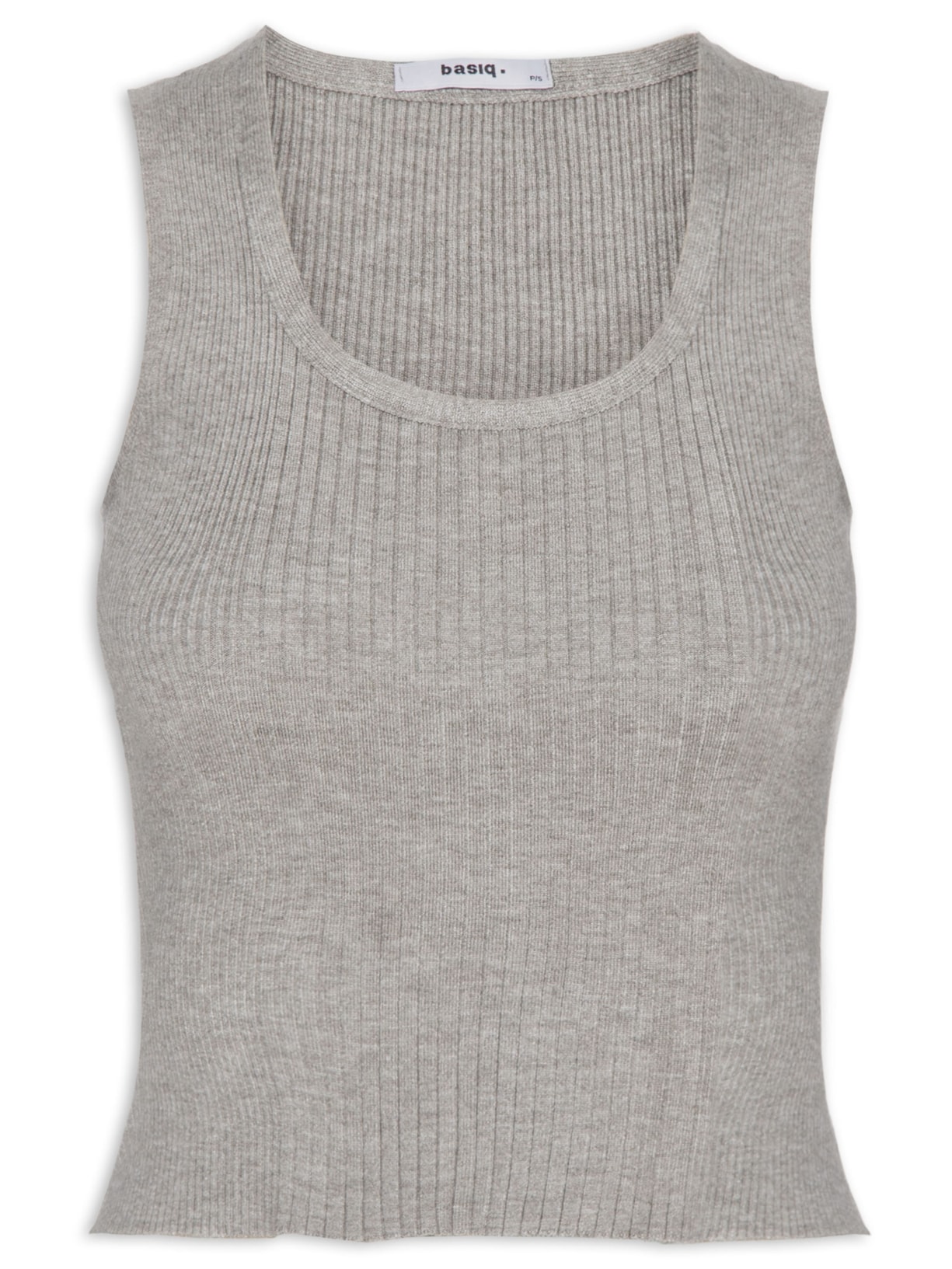 Regata Feminina Tricot Básica Cinza Basiq