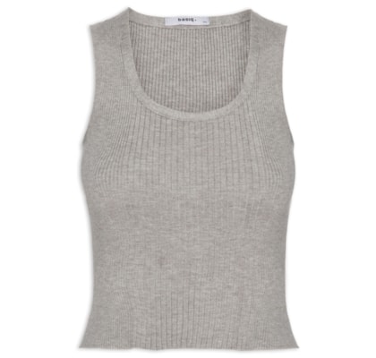 Regata Feminina Tricot Básica - Cinza