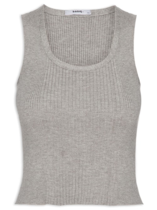 Regata Feminina Tricot Básica - Cinza
