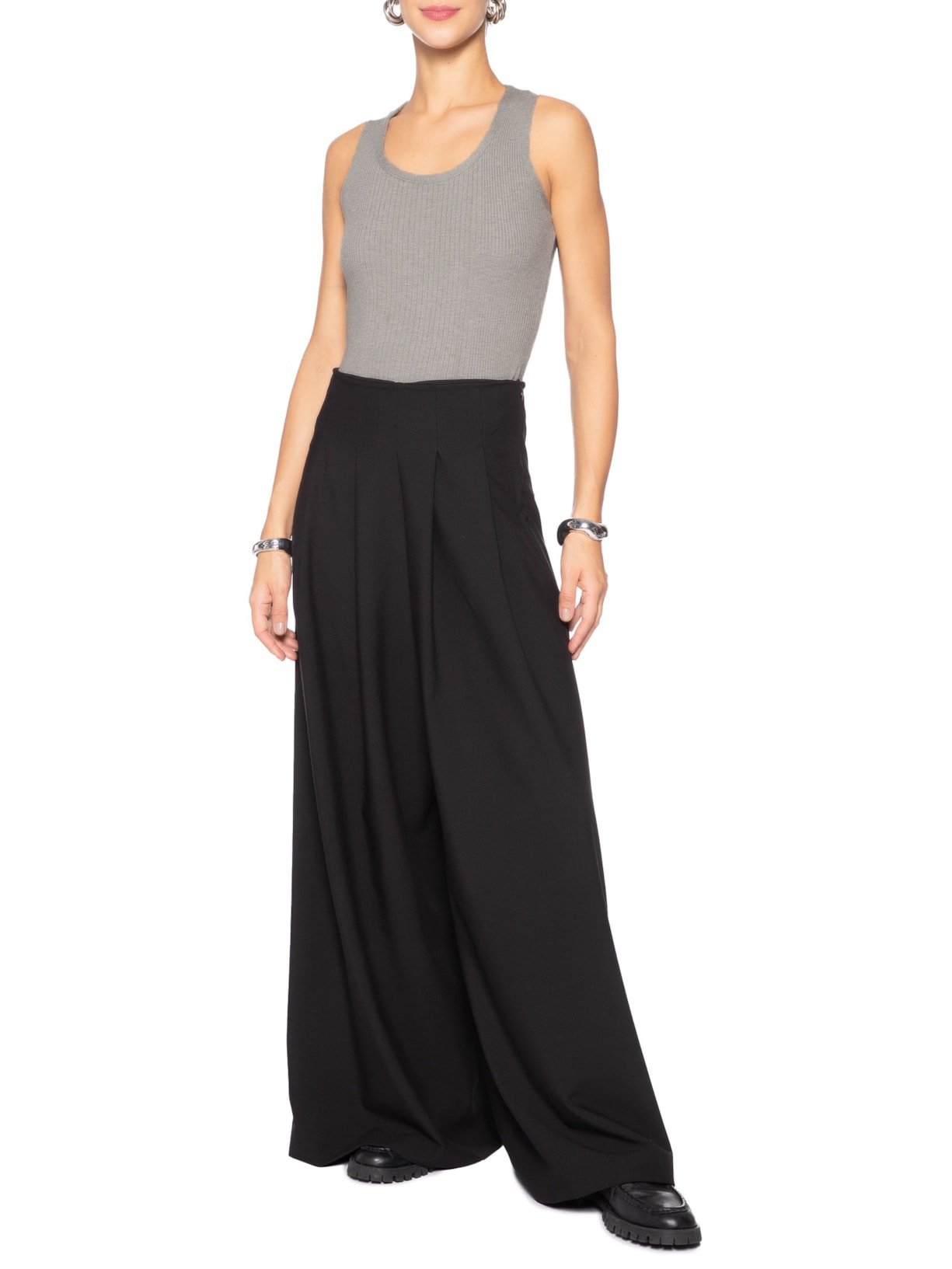 Regata Feminina Tricot Básica Cinza Basiq