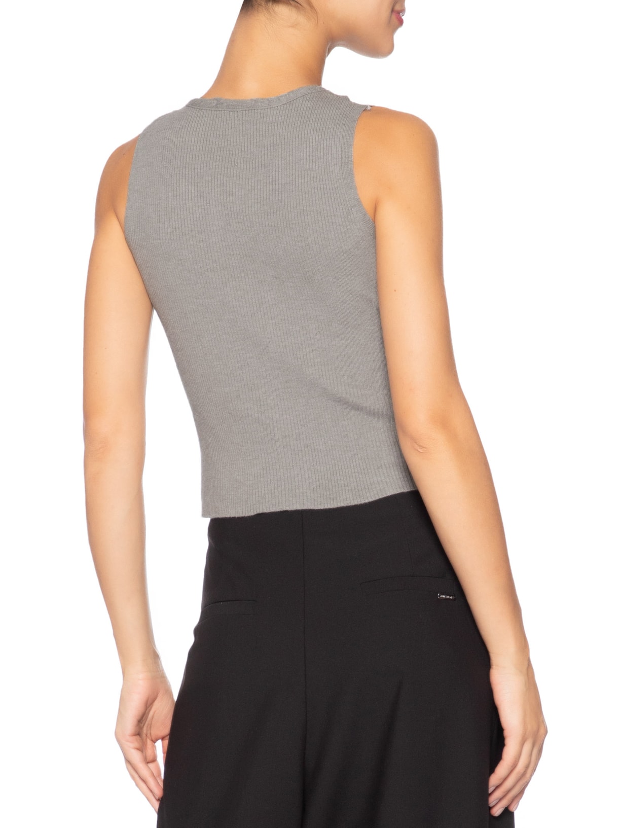 Regata Feminina Tricot Básica Cinza Basiq