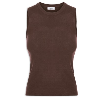 Regata Feminina Tricot Básica - Marrom