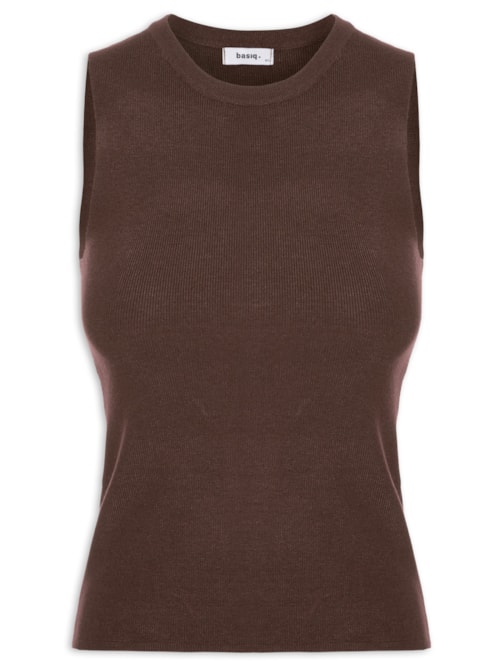 Regata Feminina Tricot Básica - Marrom