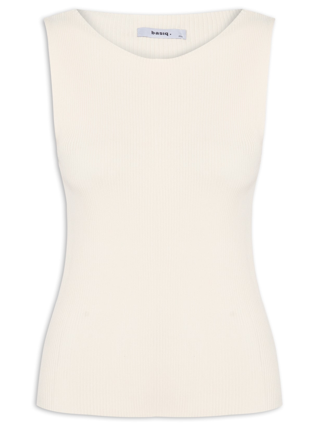 Regata Feminina Tricot Básica Off White Basiq