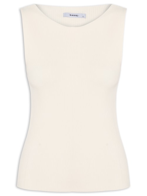 Regata Feminina Tricot Básica - Off White