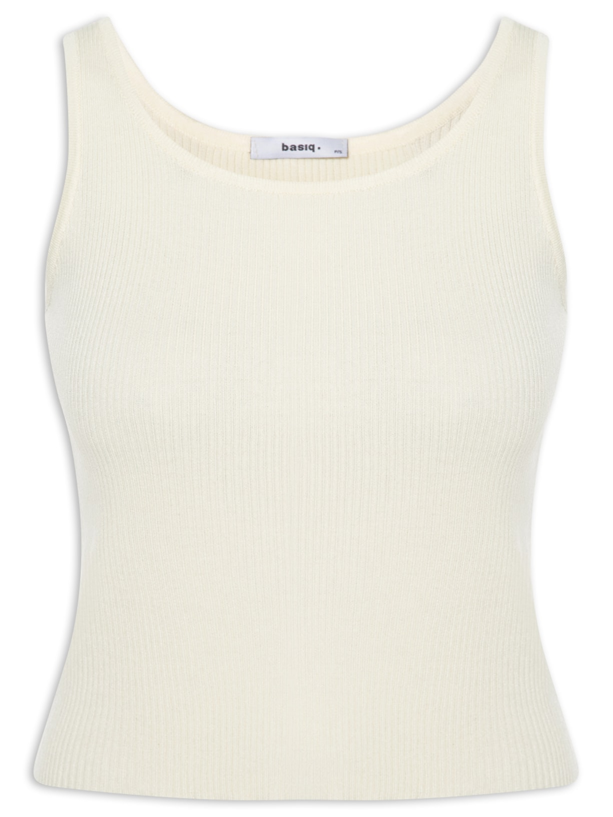 Regata Feminina Tricot Básica Off White Basiq