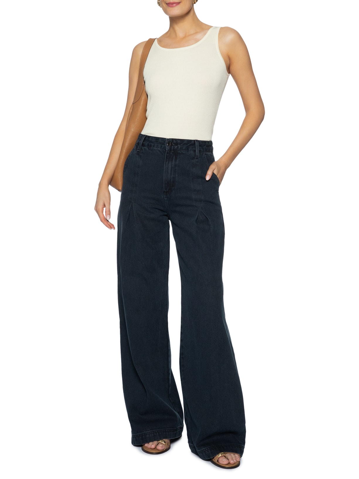 Regata Feminina Tricot Básica Off White Basiq