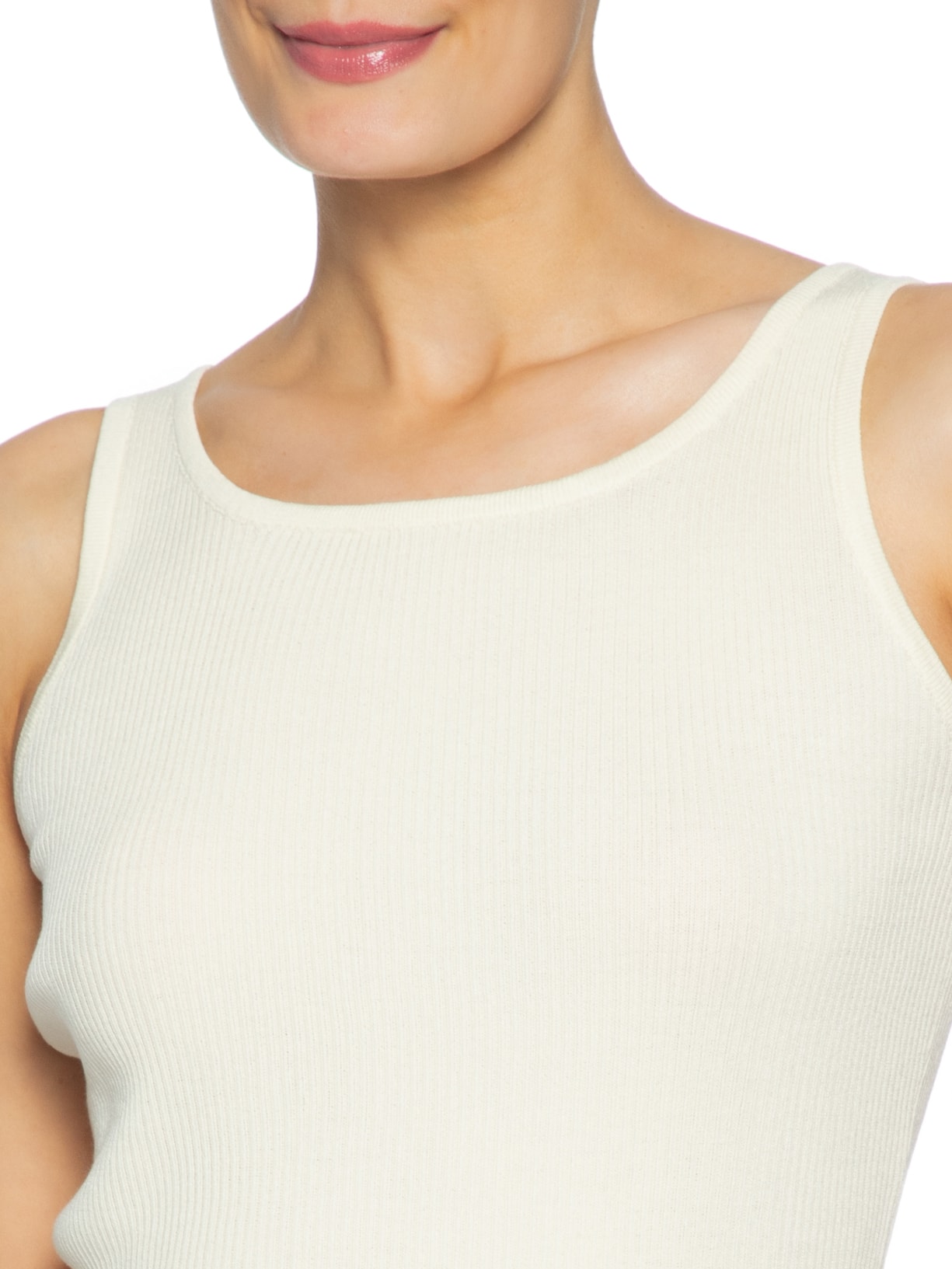 Regata Feminina Tricot Básica Off White Basiq
