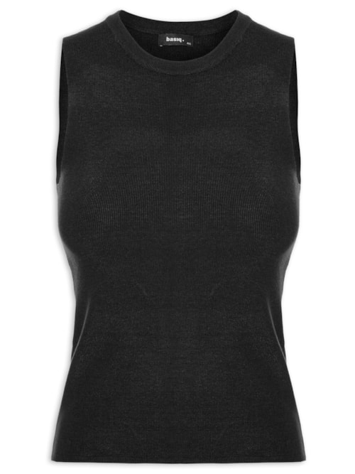 Regata Feminina Tricot Básica - Preto