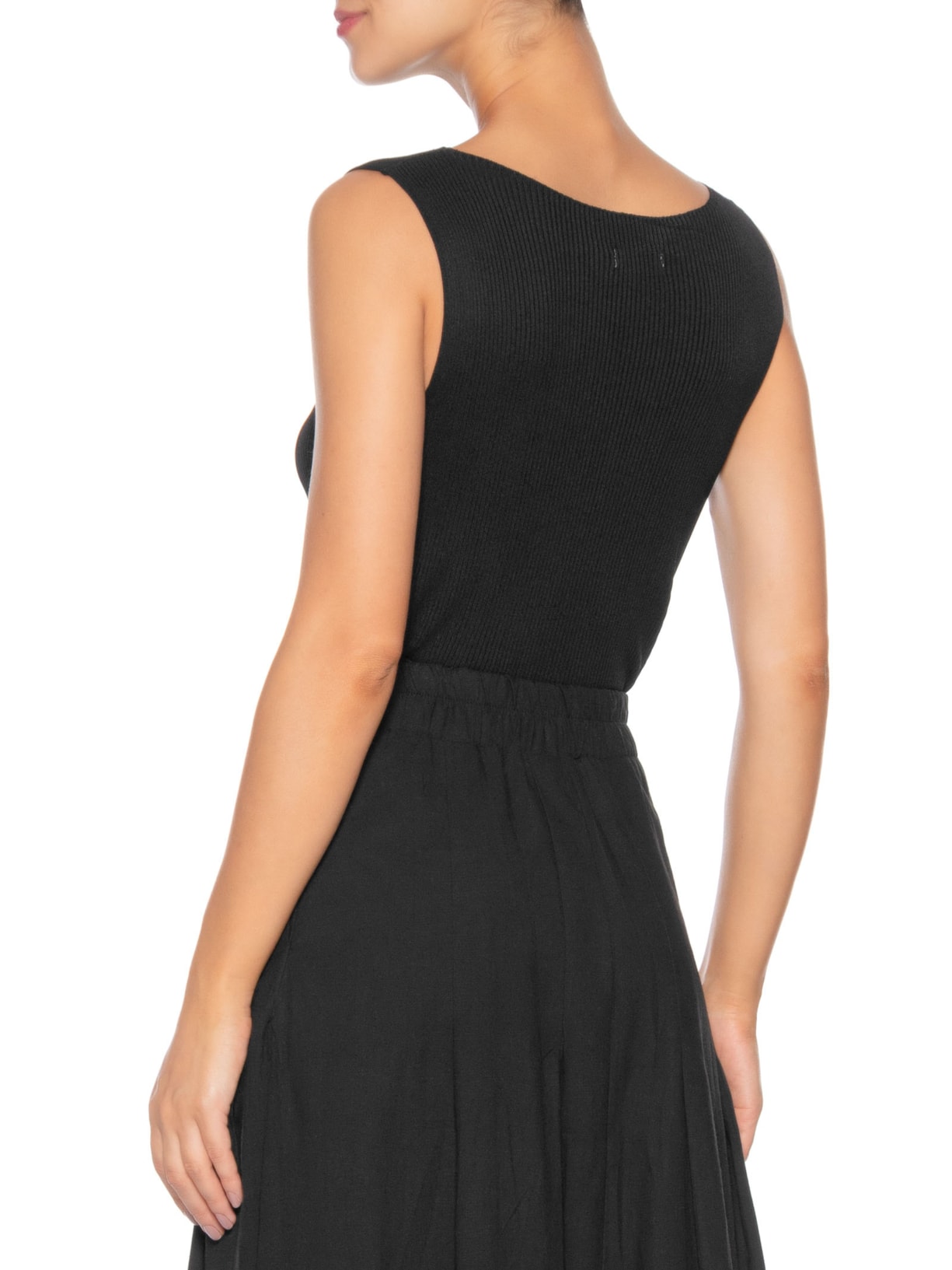 Regata Feminina Tricot Básica Preto Basiq