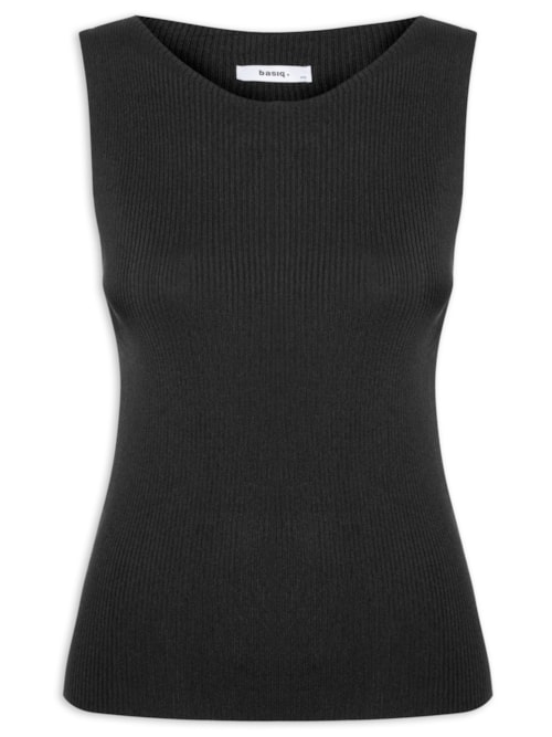 Regata Feminina Tricot Básica - Preto