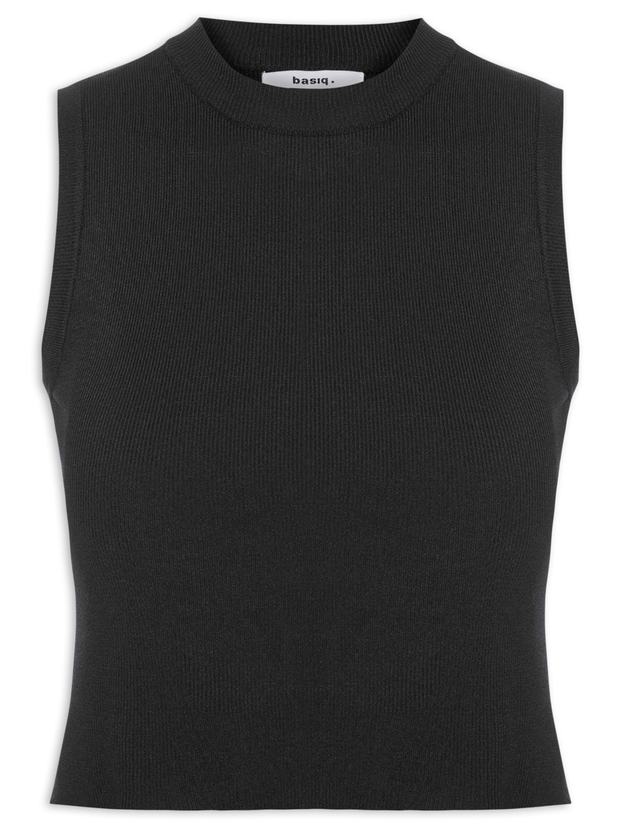 Regata Feminina Tricot Básica Preto Basiq