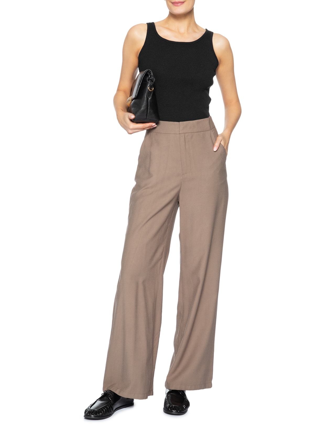 Regata Feminina Tricot Básica Preto Basiq