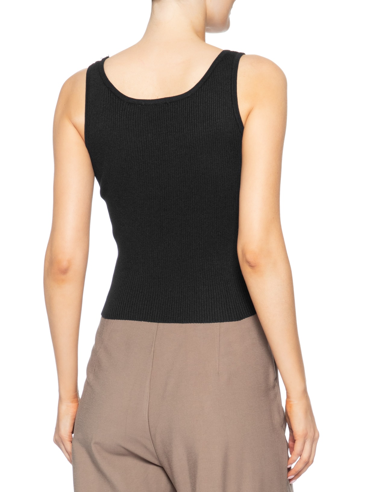 Regata Feminina Tricot Básica Preto Basiq