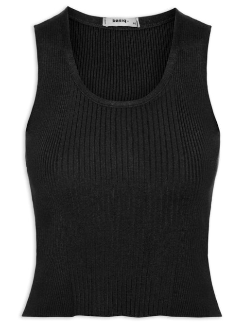 Regata Feminina Tricot Básica - Preto