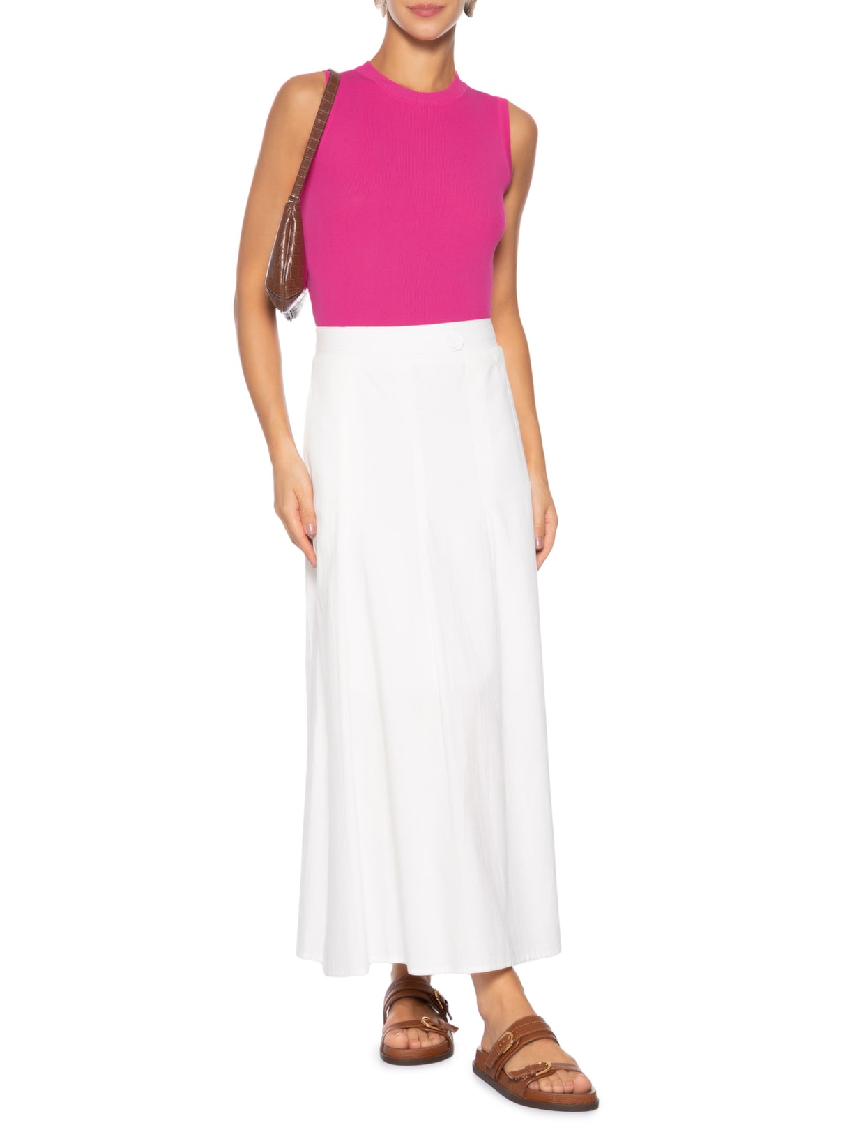 Regata Feminina Tricot Básica Rosa Basiq