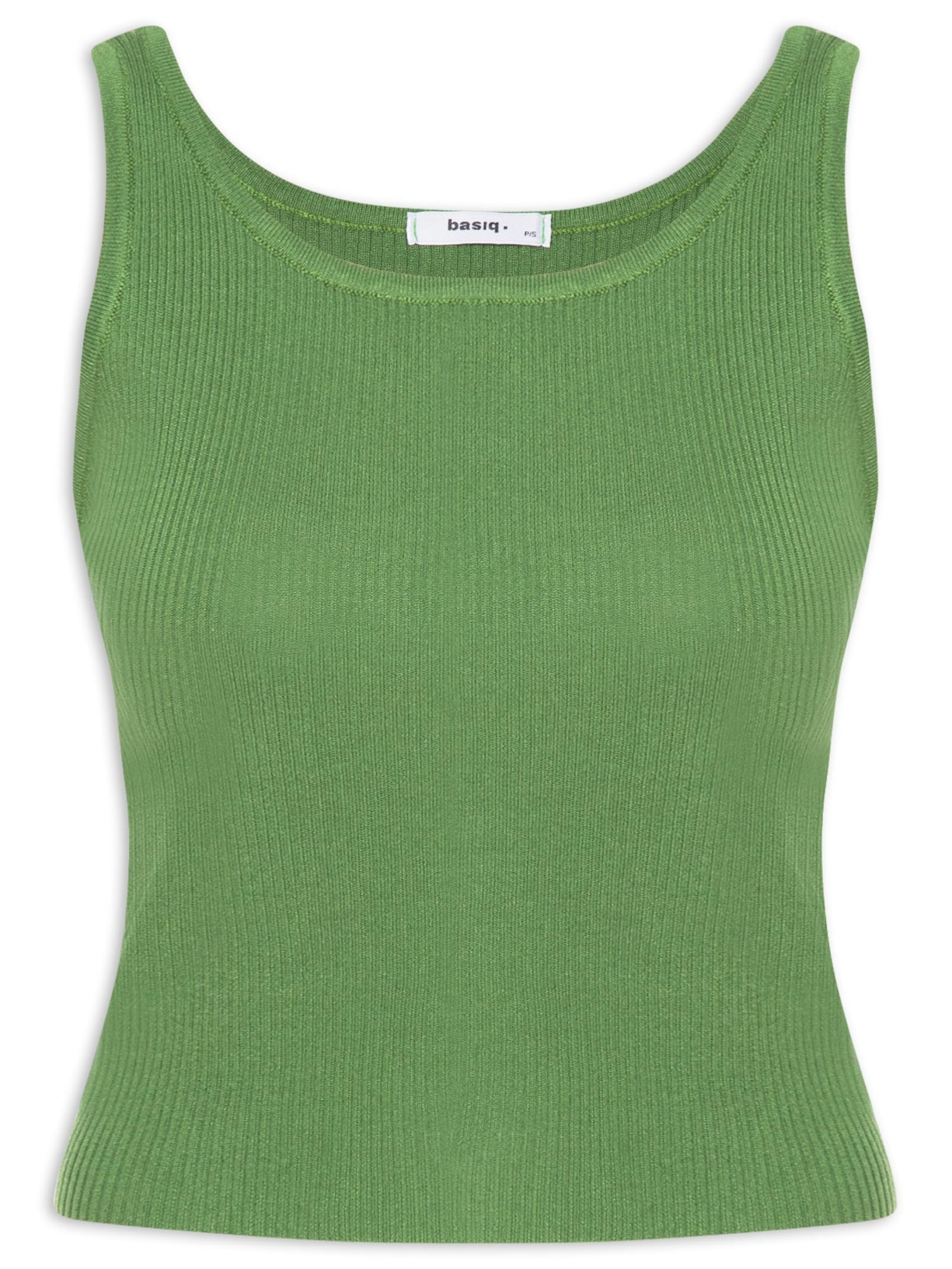 Regata Feminina Tricot Básica Verde Basiq