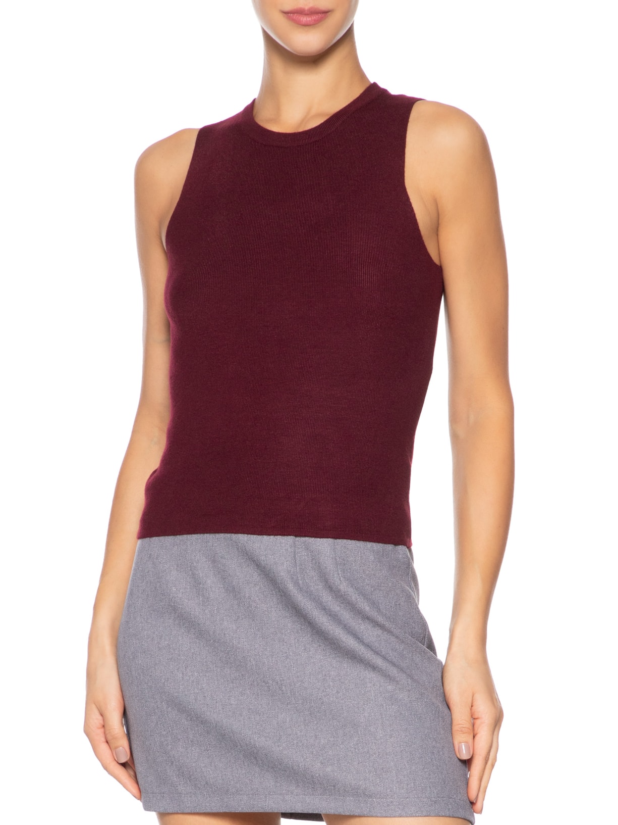 Regata Feminina Tricot Básica Vermelho  Basiq