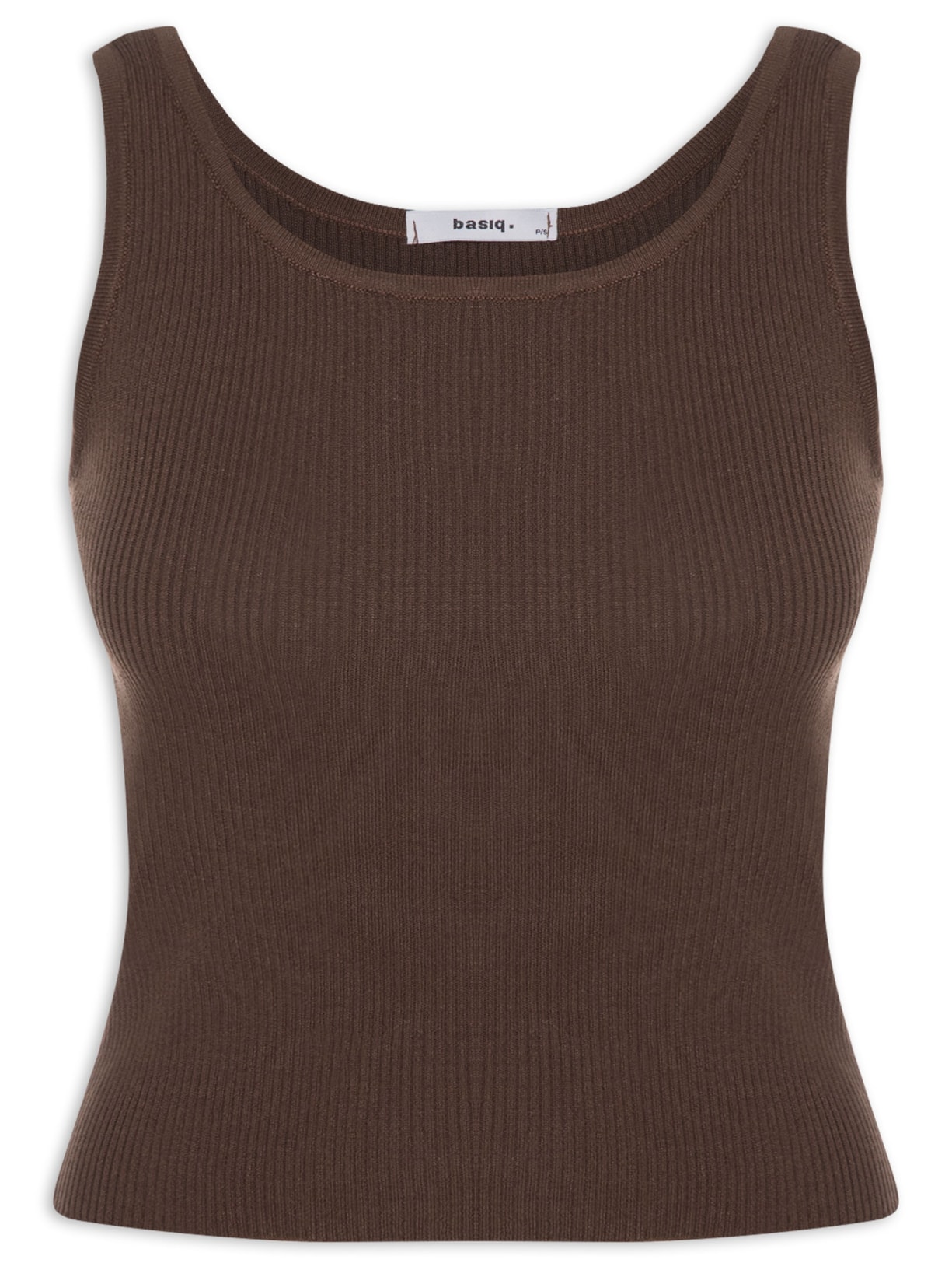 Regata Feminina Tricot Básica – Marrom Basiq