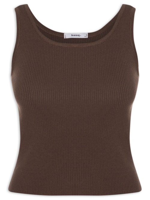 Regata Feminina Tricot Básica – Marrom