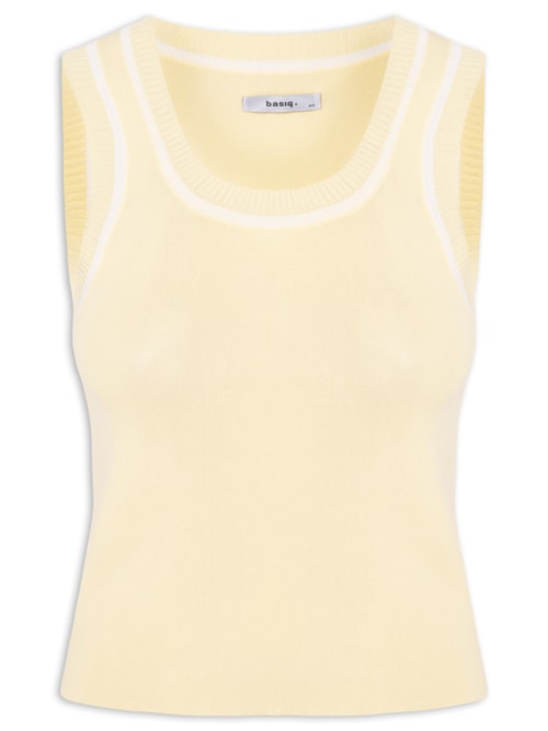 Regata Feminina Tricot Bicolor - Amarelo