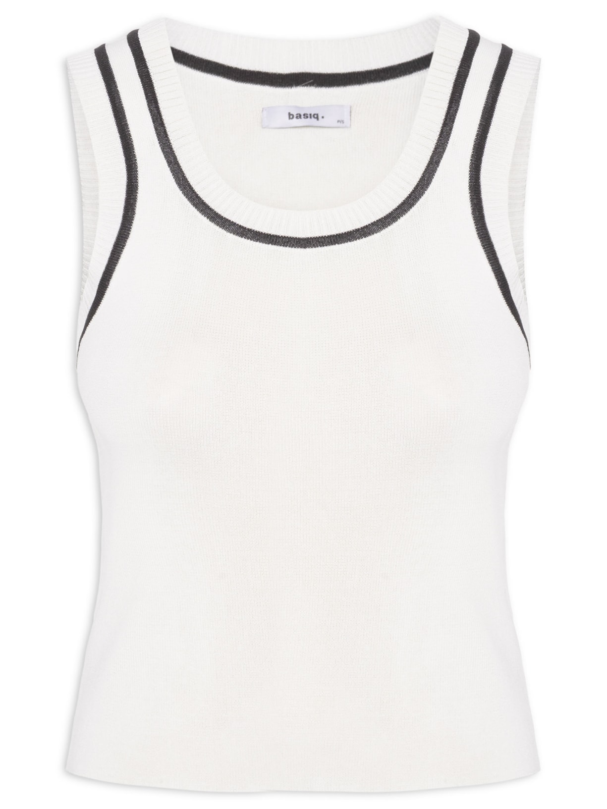 Regata Feminina Tricot Bicolor Off White Basiq