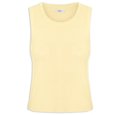 Regata Feminina Tricot Canelada - Amarelo