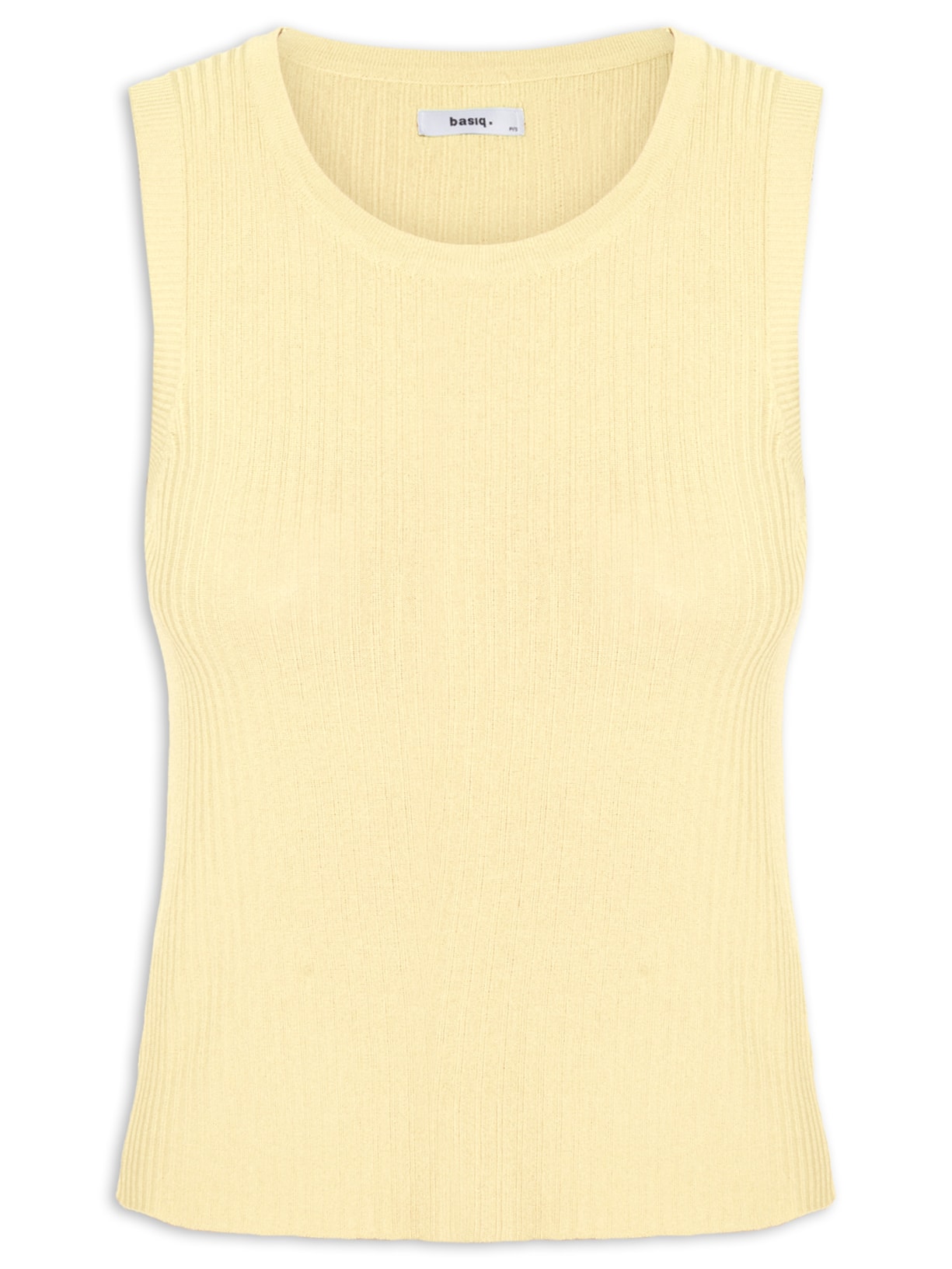 Regata Feminina Tricot Canelada - Amarelo