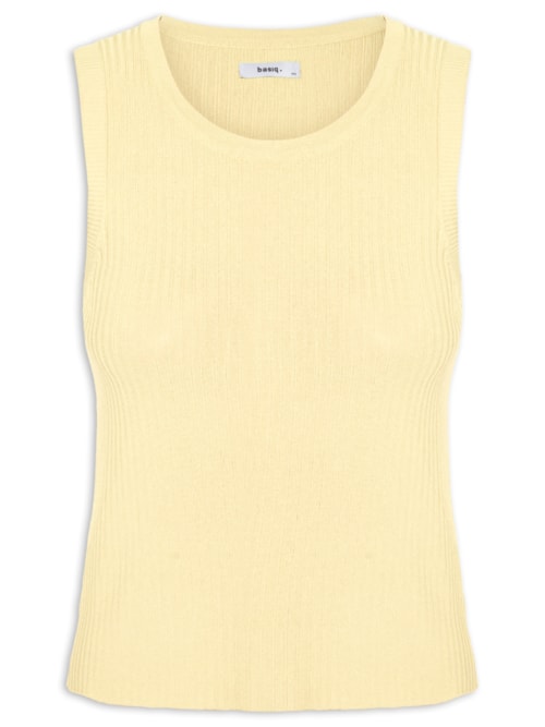 Regata Feminina Tricot Canelada - Amarelo
