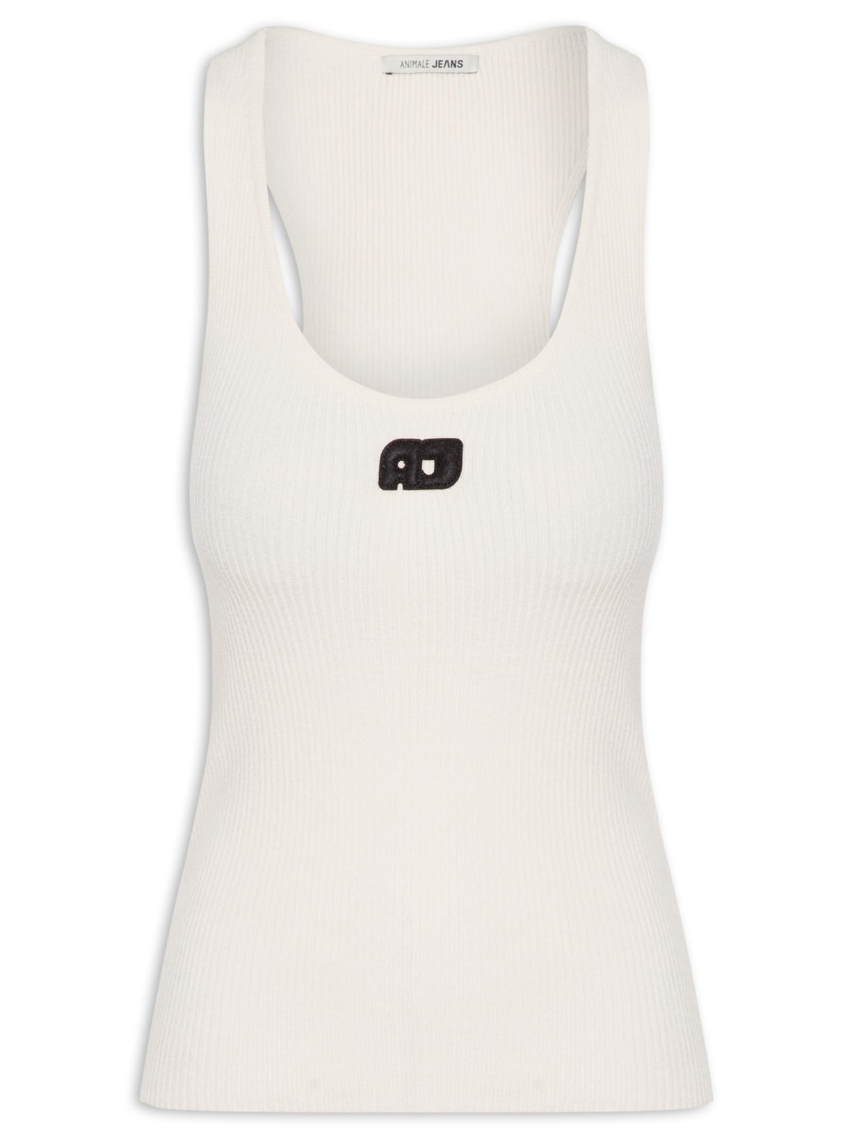 Regata Feminina Tricot Canelada Assinada Aj - Off White