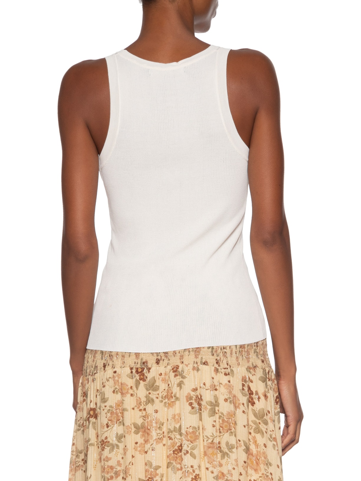 Regata Feminina Tricot Canelada Branco Maria Filó