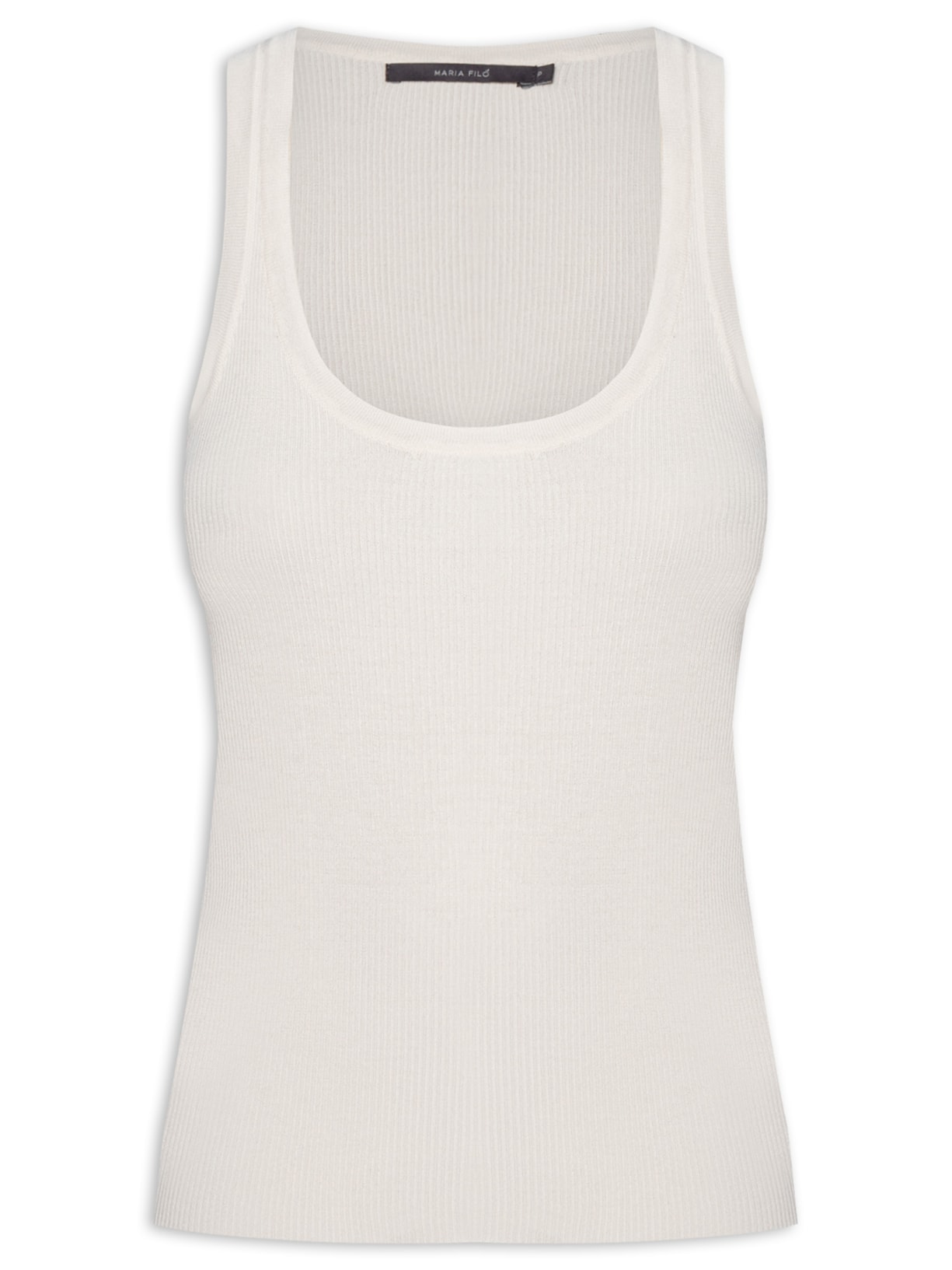 Regata Feminina Tricot Canelada Branco Maria Filó