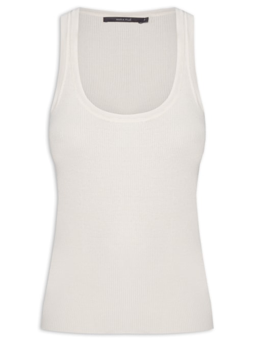 Regata Feminina Tricot Canelada - Branco