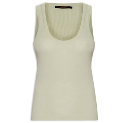 Regata Feminina Tricot Canelada Com Decote U Básica - Verde