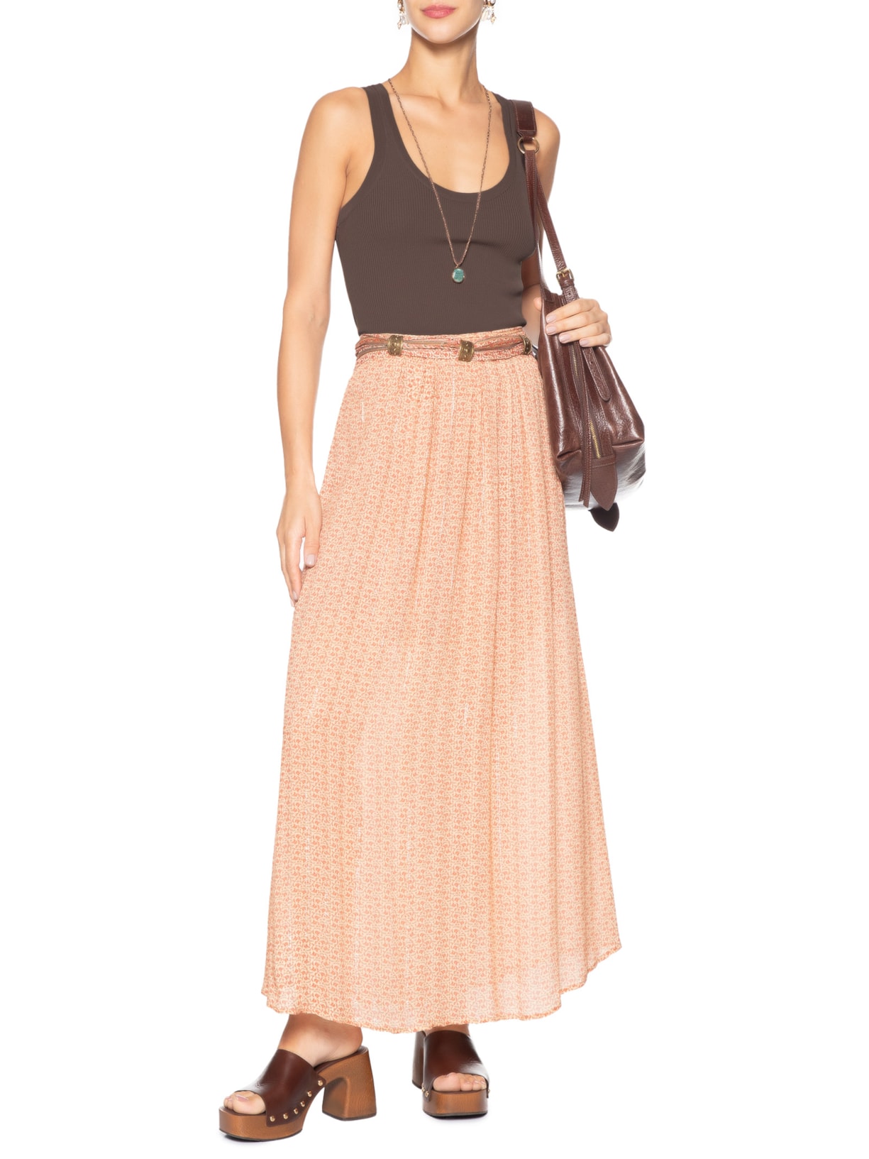 Regata Feminina Tricot Canelada Marrom Maria Filó