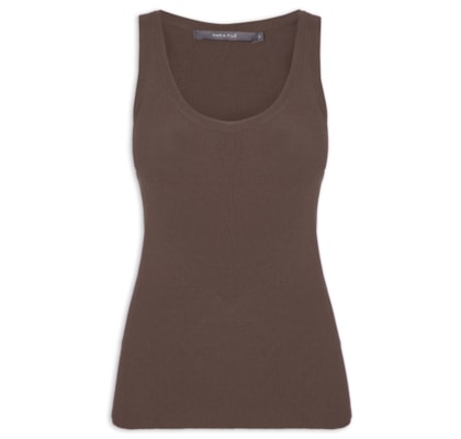 Regata Feminina Tricot Canelada - Marrom