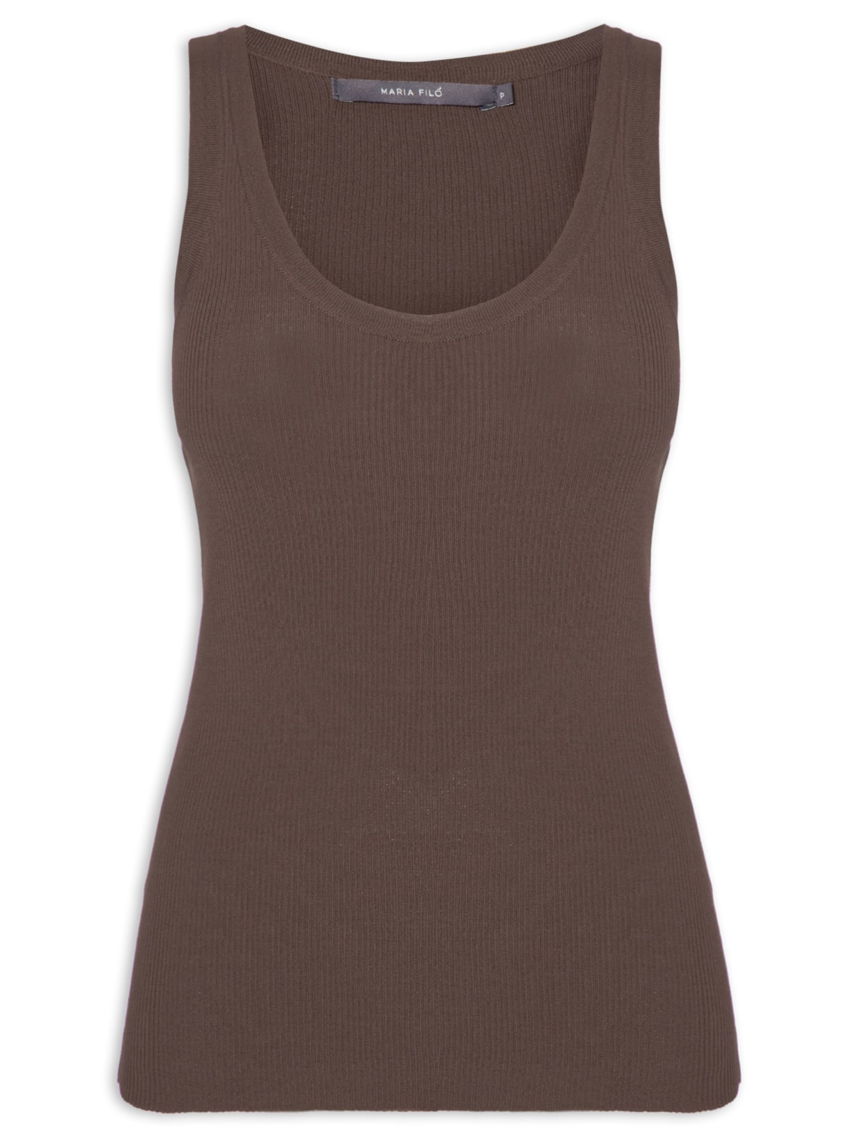 Regata Feminina Tricot Canelada - Marrom