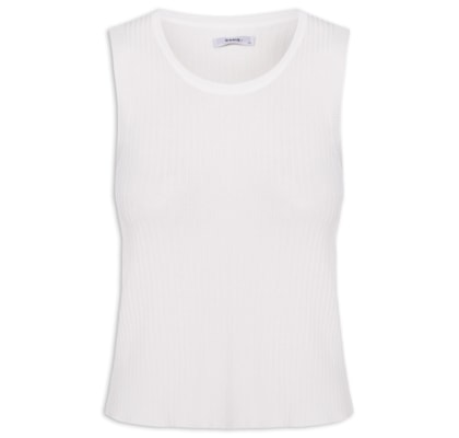 Regata Feminina Tricot Canelada - Off White