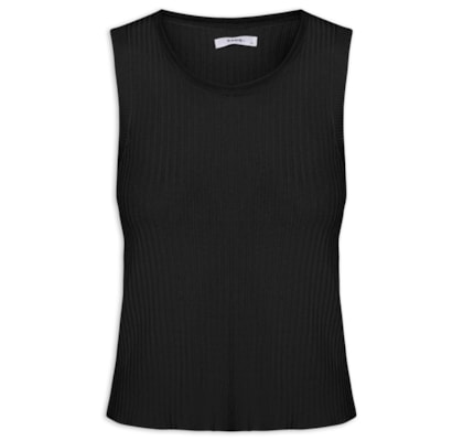 Regata Feminina Tricot Canelada - Preto