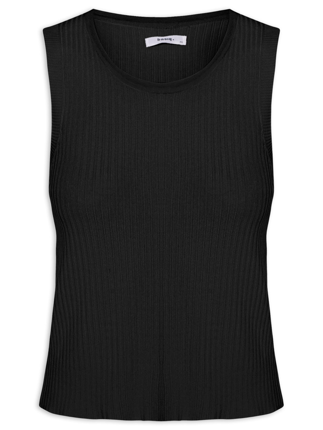 Regata Feminina Tricot Canelada - Preto