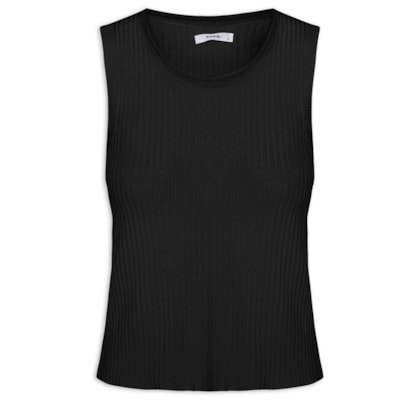 Regata Feminina Tricot Canelada - Preto