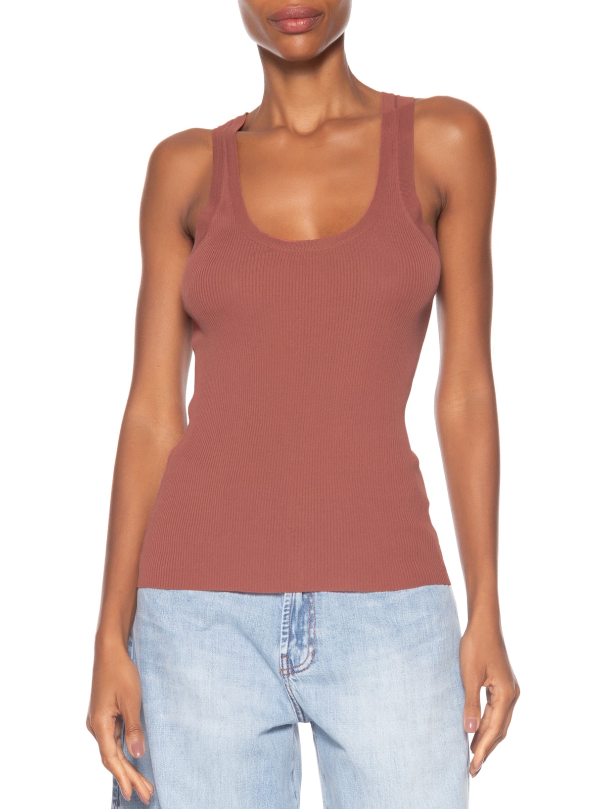 Regata Feminina Tricot Canelada Rosa Maria Filó