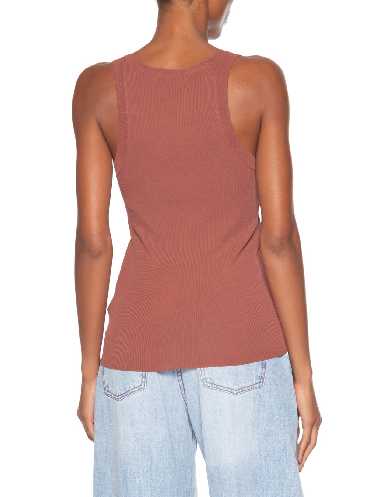 Regata Feminina Tricot Canelada Rosa Maria Filó