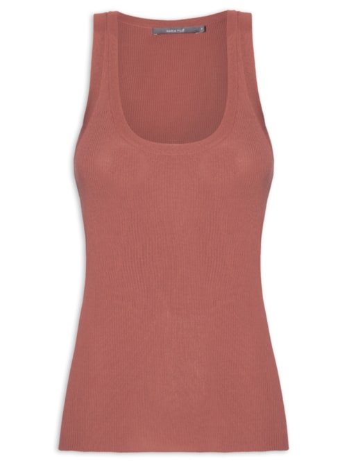 Regata Feminina Tricot Canelada - Rosa