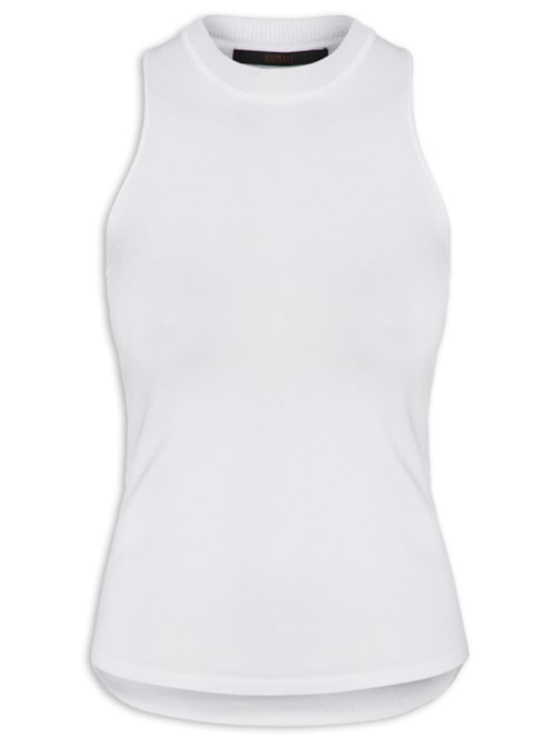 Regata Feminina Tricot Canelado Nadador Basic - Off White