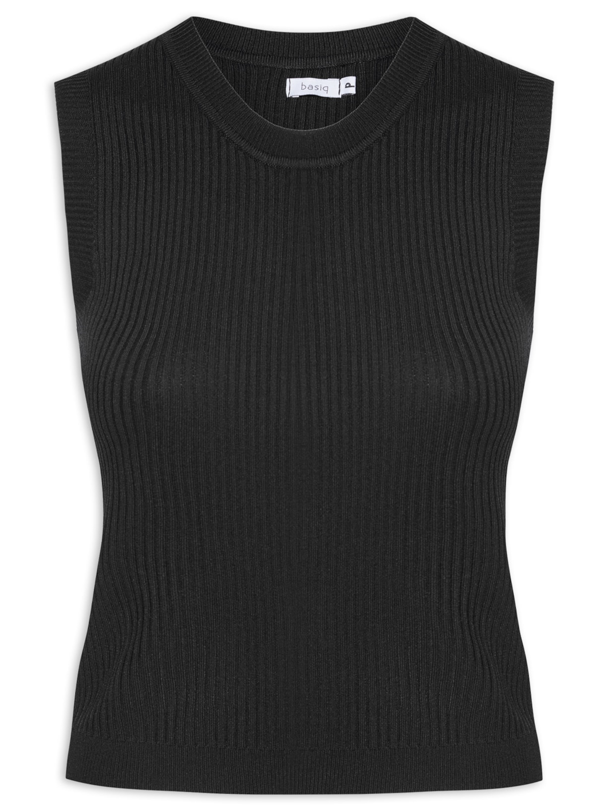 Regata Feminina Tricot Canelado - Preto