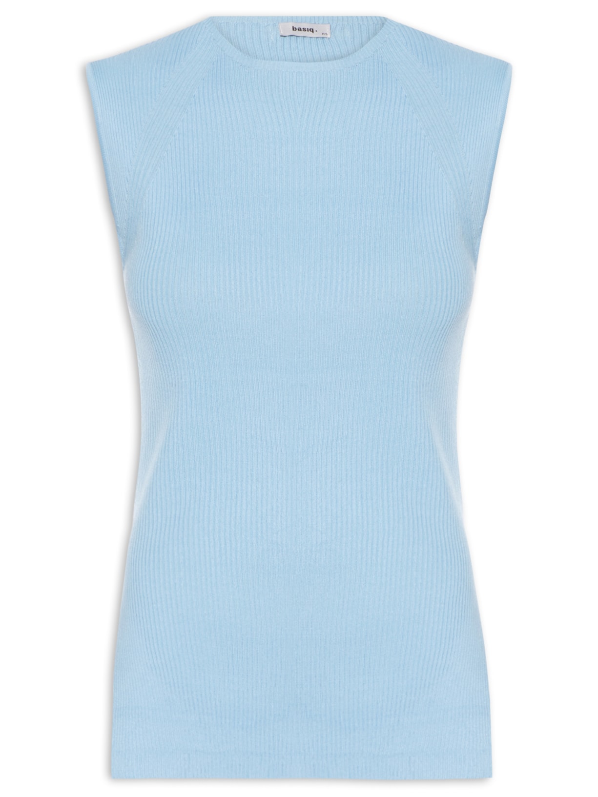 Regata Feminina Tricot Com Fenda Lateral - Azul