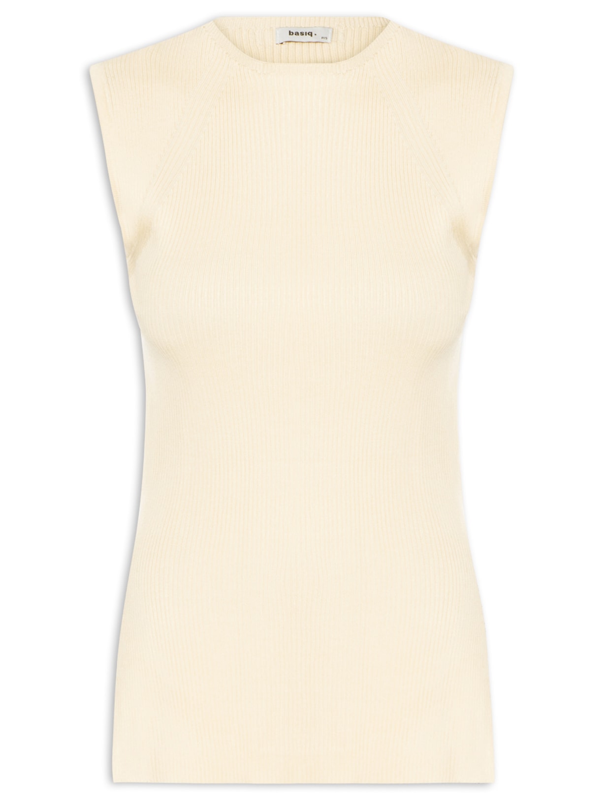 Regata Feminina Tricot Com Fenda Lateral - Bege